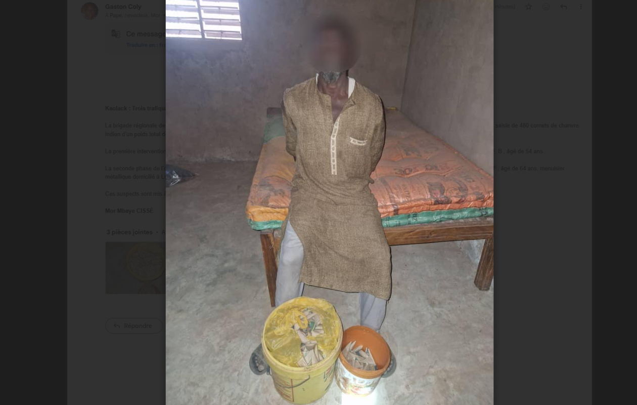 Kaolack : Trois trafiquants âgés de 26 à 64 ans arrêtés avec 3 kg de chanvre indien par l'OCRTIS